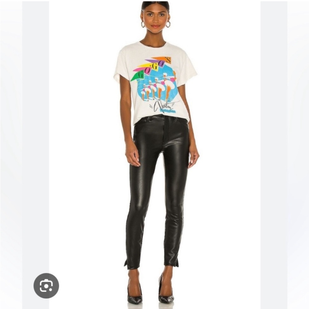 Mother High Waisted Vamp Faux Show black leather pants slits